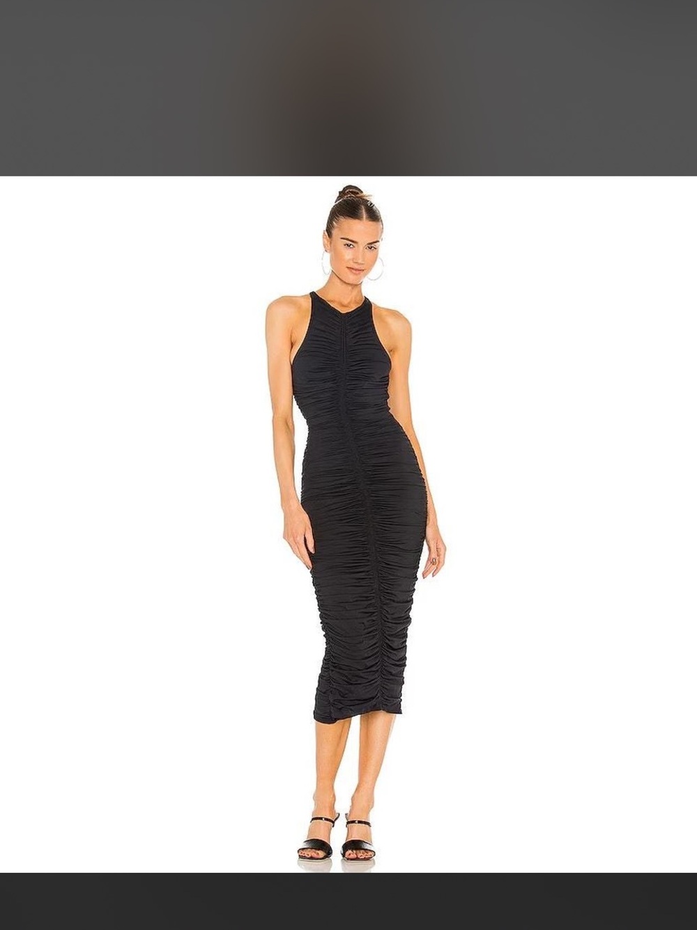 A.L.C. Black Ruched Halter Midi Dress